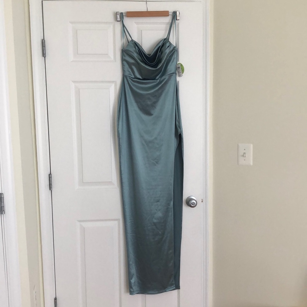 Windsor Lola High Slit Satin Dress